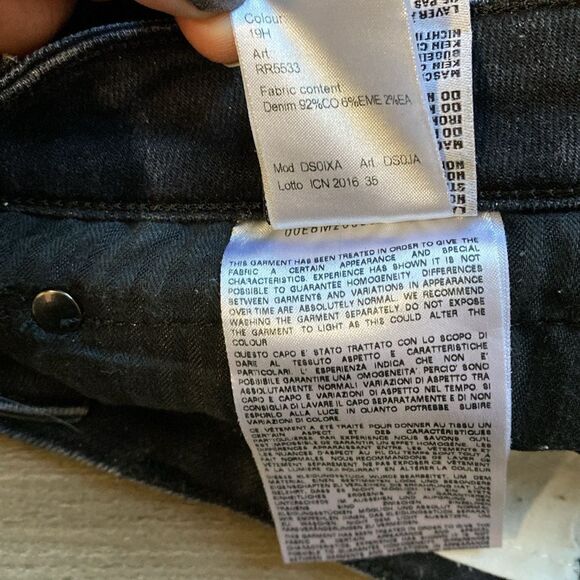 R13 Biker Boy Jeans in Albany Washed Black w Rips Cropped Skinny Straight - Picture 10 of 10